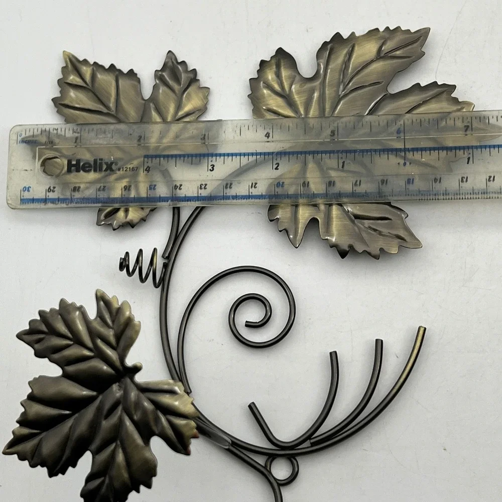 PartyLite Vintage Grape Leaf Metal Sconces Pair Bronze Tone Wall Candle Holders
